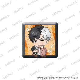 (PRE)(MD) TV Anime WIND BREAKER Holographic Square Tin Badge Together with Plushies Ver. - Haruka Sakura