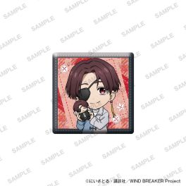 (PRE)(MD) TV Anime WIND BREAKER Holographic Square Tin Badge Together with Plushies Ver. - Hayato Suo