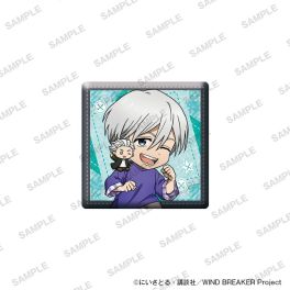 (PRE)(MD) TV Anime WIND BREAKER Holographic Square Tin Badge Together with Plushies Ver. - Hajime Umemiya