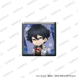 (PRE)(MD) TV Anime WIND BREAKER Holographic Square Tin Badge Together with Plushies Ver. - Yamato Endo